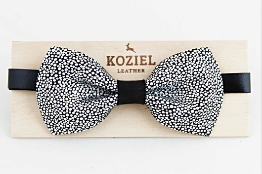 Muszka skórzana Srebrny Groch KOZIEL LEATHER DESIGN