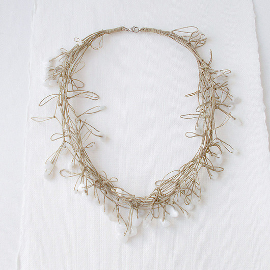 kolie Kwarc lodowy Naszyjnik lniany