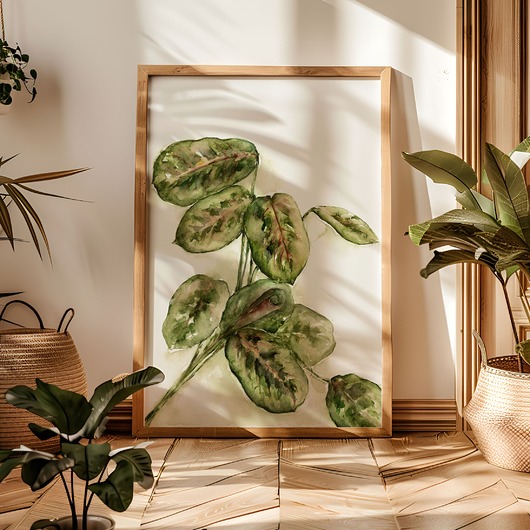 obrazy Maranta akwarela botaniczna ręcznie malowana oryginał
