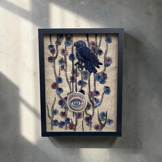 obrazy Obraz haftowany z serii symbolicznej skarb ptaszek i skarb 3D.