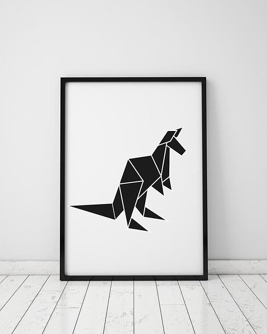 plakat. origami - kangur Love Life and Forest
