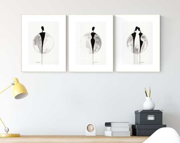 Zestaw 3 grafik A4 wykonanych ręcznie Krystyna Siwek Art