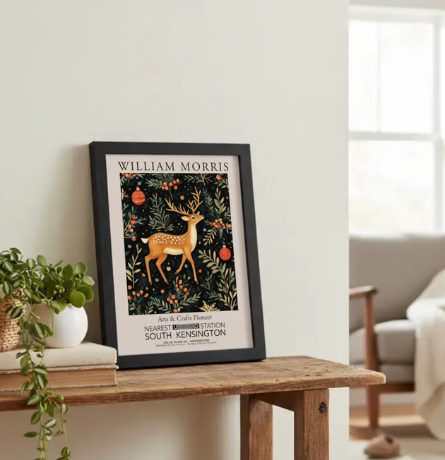 plakaty Plakat Świąteczny Jeleń i Gałązki