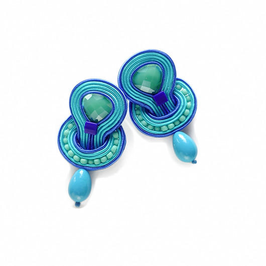 Niebieskie kolczyki soutache Mró Soutache