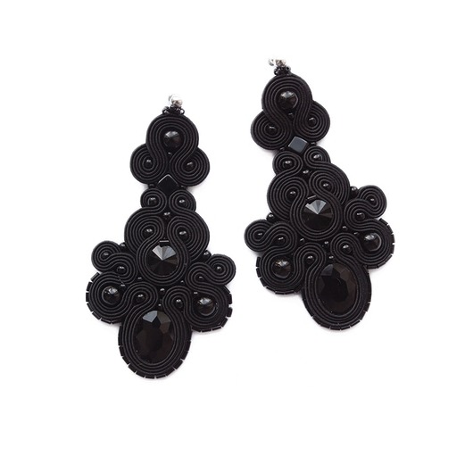 Black Lady- czarne kolczyki soutache Mró Soutache