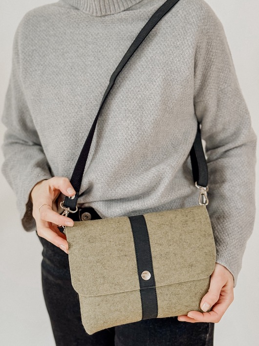 torby na ramię Marmollada - filcowa listonoszka MIĘTOWA + czarny