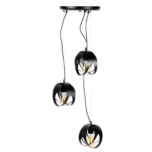 lampy wiszące Lampa wisząca sufitowa 3 klosze czarna