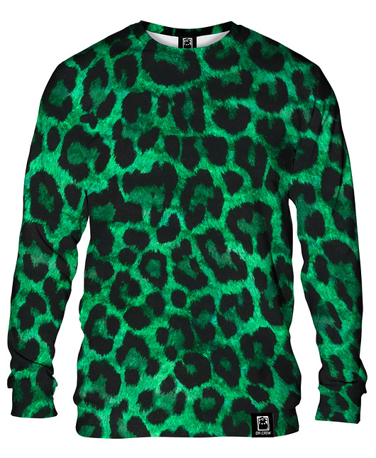 bluzy męskie Bluza Bez Kaptura Męska DR.CROW Green Panther