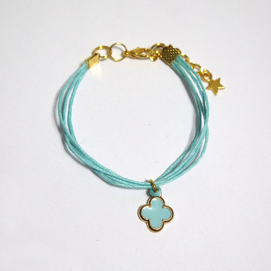 bransoletki na sznurku Bransoletka - Kwiat - sznureczki, jasno turkusowa