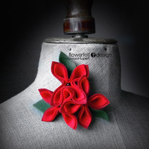 Carmine with Olive FlowerFelt Design