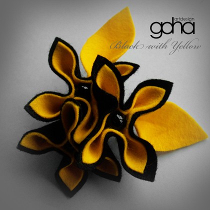 black with yellow FlowerFelt Design