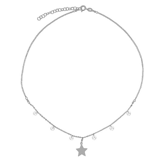 Srebrny naszyjnik choker z gwiazdką i cyrkoniami ATdiament