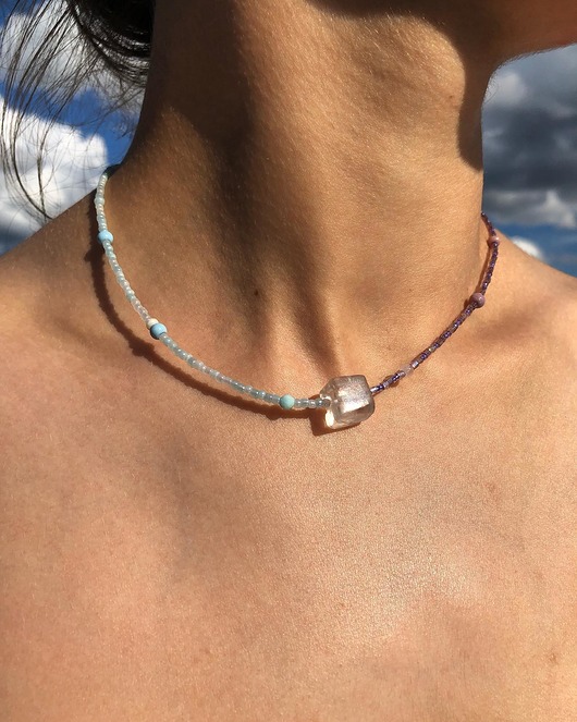 dwukolorowy choker z kryształem górskim Luna by Sisters