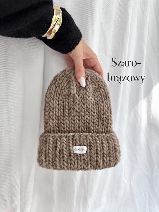 czapki damskie Czapka Lily 100% wełna *szaro-brązowy*