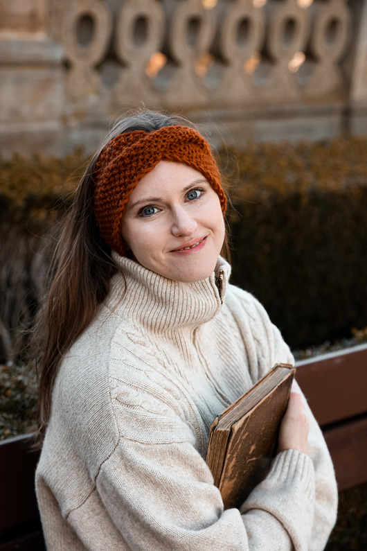 opaski do włosów Ruda miękka wełniana opaska twist przejściowa