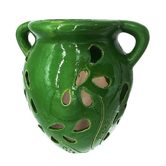 doniczki Doniczka Ceramiczna Zielona Ażurowa 15x18x20 cm Rękodzieło
