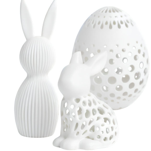 ozdoby wielkanocne Figurka Ozdoba Stojąca Wielkanocna BIAŁA ZESTAW 3SZT Zajączek AŻUROWY MAŁY