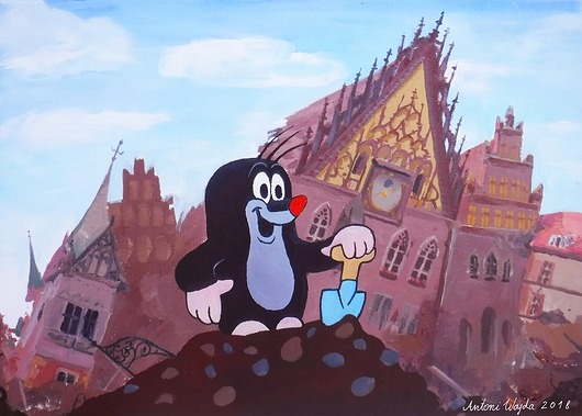 grafiki i ilustracje Wrocław Krecik  Grafika Antka Wajdy