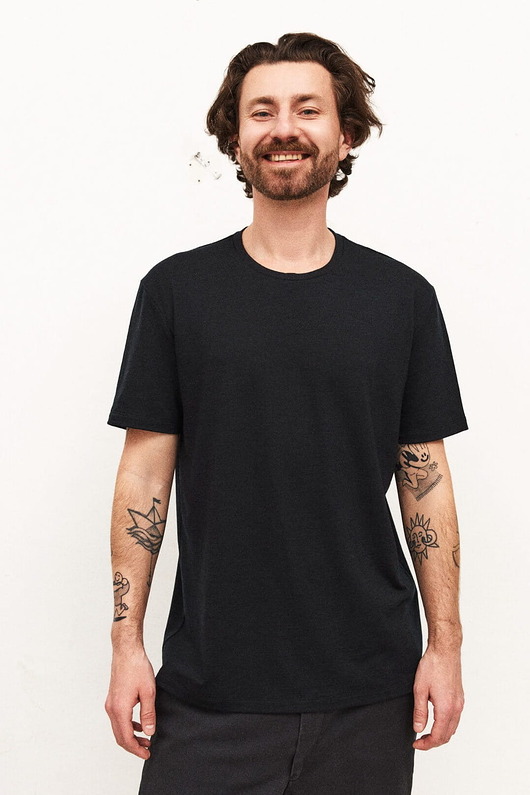 t-shirty męskie Kameleon Koszulka Wełniana Męska Czarna 100% Merino RWS