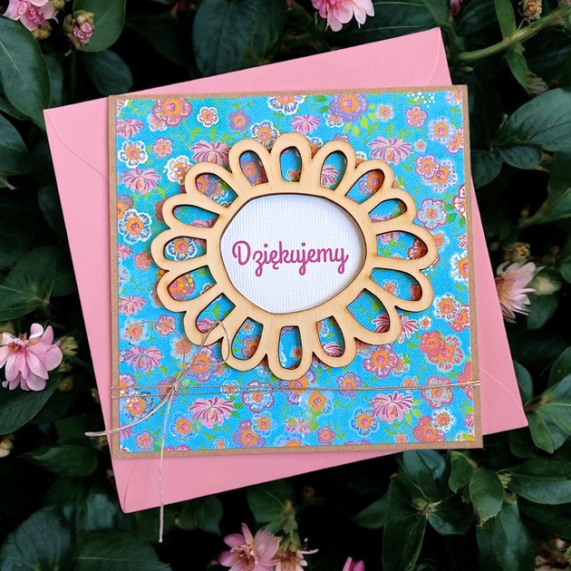 kartki scrapbooking Dziękujemy : PODZIĘKOWANIE : kartka handmade : kwiatki blue