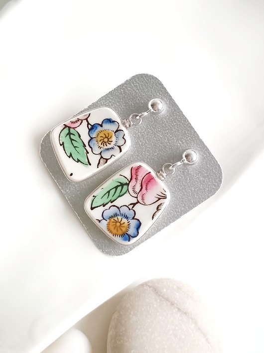 kolczyki ceramiczne Kolczyki ceramiczne w kwiaty