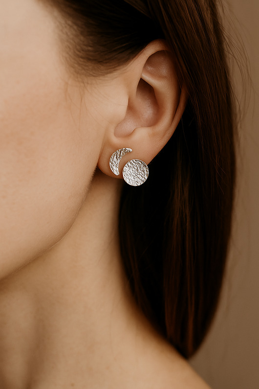 kolczyki srebrne Kolczyki srebrne 925 księzyc i słońce ręcznie wykonane