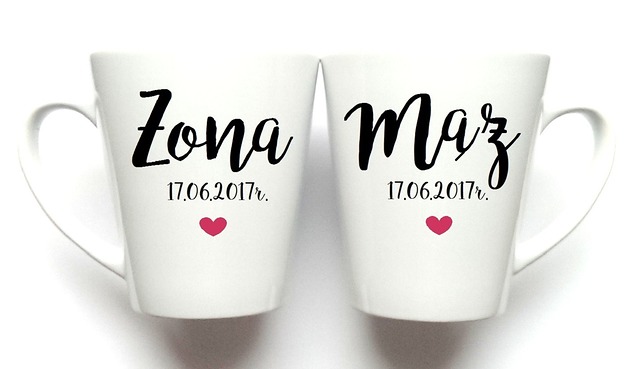 Kubki Ślubne Latte ŻONA MĄŻ FarrowDesign