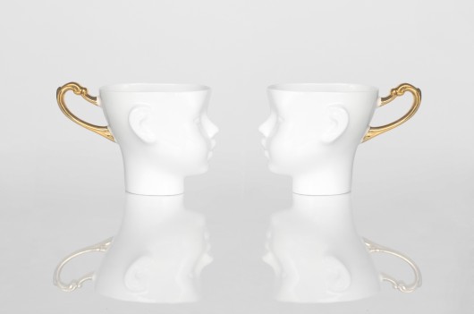 Kubki Główki zdobione złotem ENDE ceramics