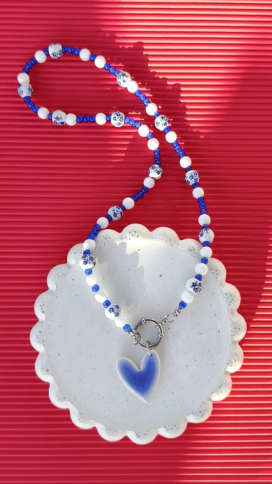 korale Naszyjnik FOLK blue jadeit