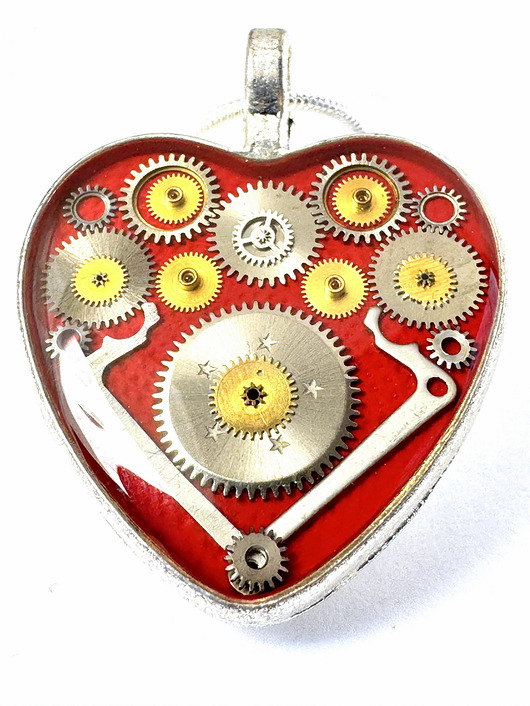 wisiory Wisior silver heart (Red) II