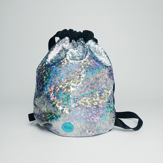 Plecak worek Holo Me hologramowy srebrny Natty design