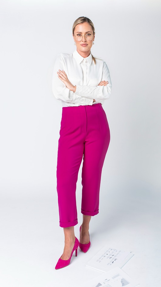 spodnie materiałowe damskie Cygaretki w kolorze Magenta