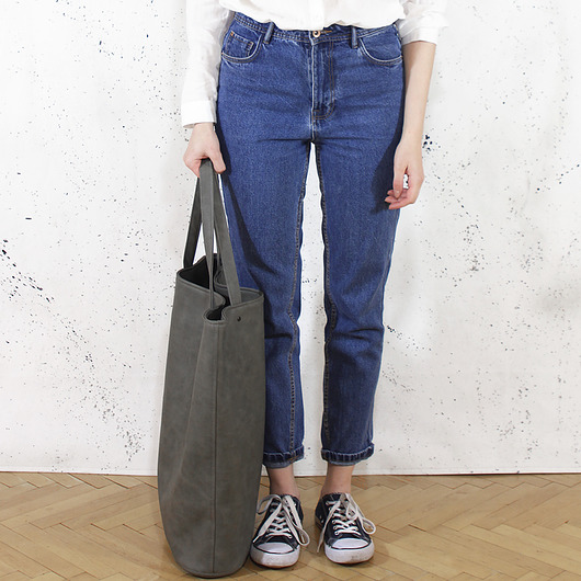 torby na ramię Mega shopper torba szara na zamek