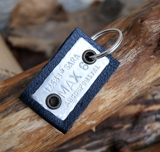 Brelok - alu leather - blaszka 4 cm  SHEandHE