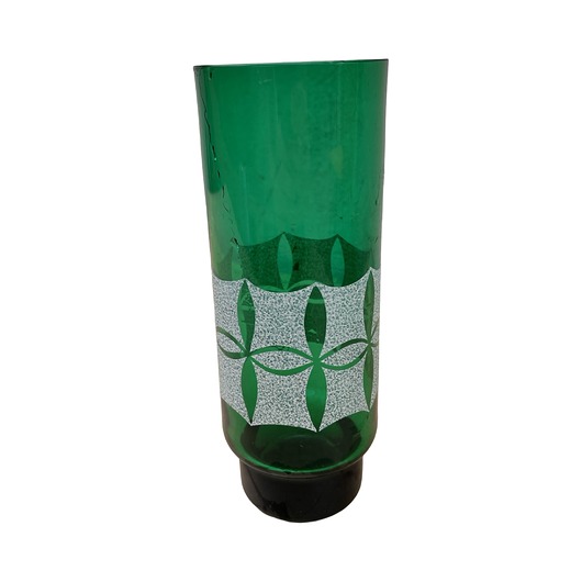 wazony Zielony, szklany wazon  VEB Kunst Glas Wasungen, Niemcy, lata 60.
