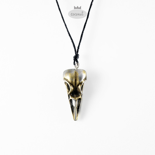 CROW - wisior w stylu boho - czaszka ptaka COCONUT