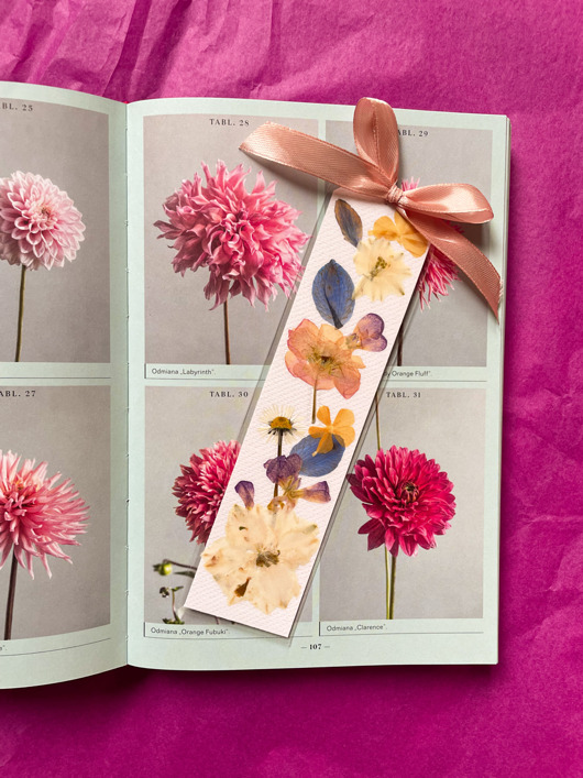 zakładki do książek Zakładka do książki z suszonymi kwiatami