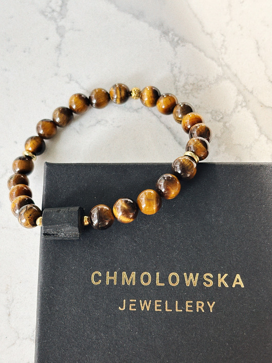 biżuteria męska Bransoletka Męska Turmalin i Tygrysie oko