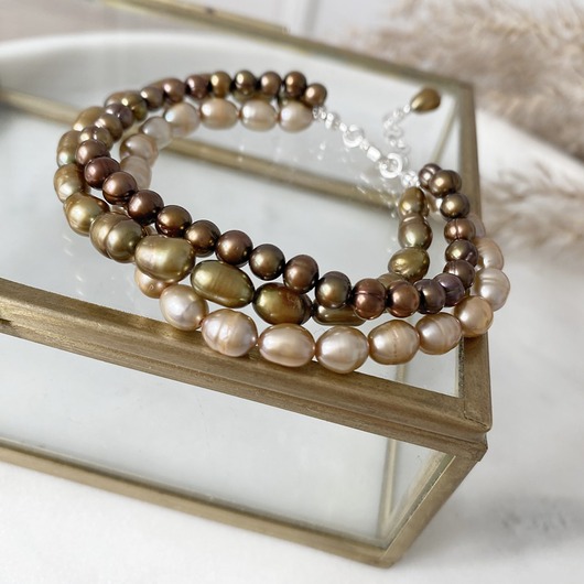 bransoletki srebrne Jesienne perły