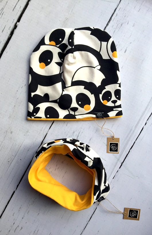 Czapka i komin w pandy KG Handmade