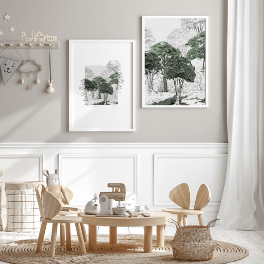 plakaty ZESTAW dwa plakaty FOREST green sketch