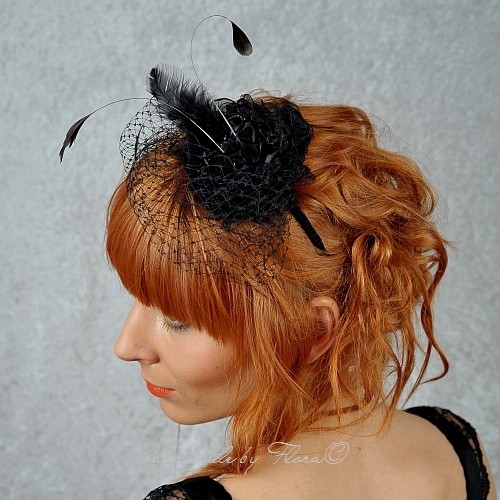 BLACK WITH FEATHERS opaska FloraArt
