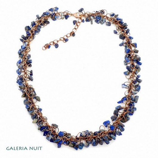 metalowy naszyjnik z lapis lazuli galeria nuit