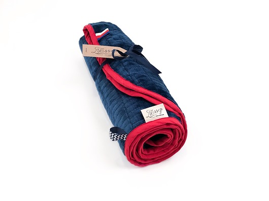 kocyki, kołderki, pościel dla dzieci Kocyk FloppyLove Navy Blu & Red Tags
