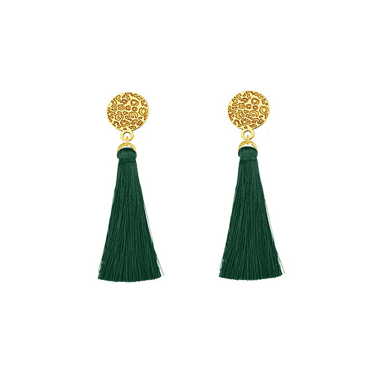 kolczyki chwosty KOLCZYKI z panterką i chwostem - emerald -FAUNA