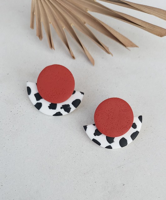 kolczyki z masy plastycznej Kolczyki Dalmatyńczyki Terracota