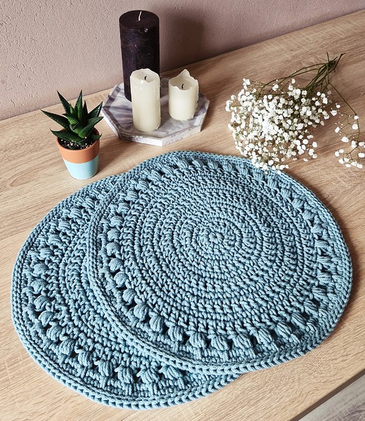 podkładki do kuchni Podkładki na stół ze sznurka - brudny błękit