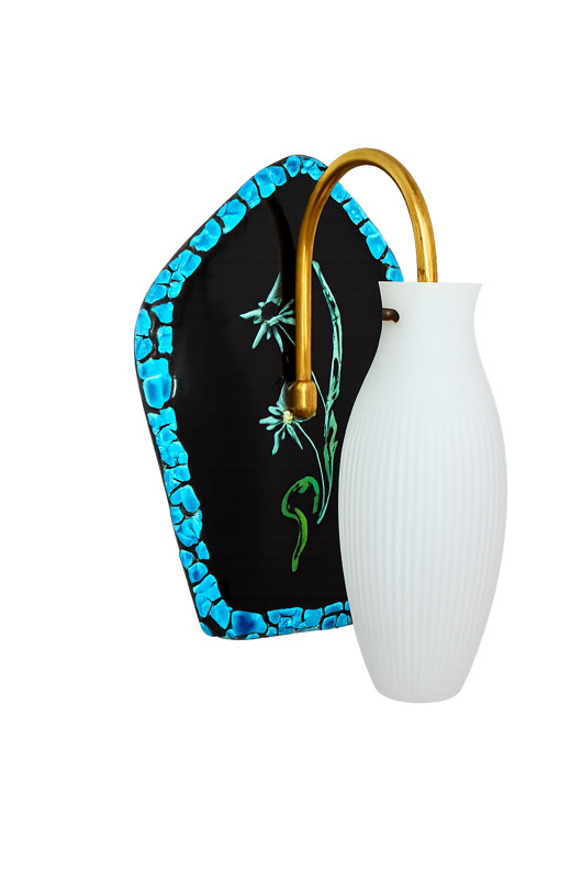 kinkiety Kinkiet ścienny z lat 60. wykonany z ceramiki. Stan dobry, 1xE14.