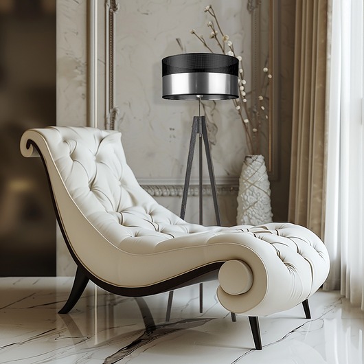 lampy podłogowe Piękna lampa podłogowa do salonu na trójnogu drewnianym HAITI GLAM