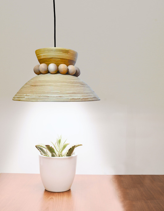 lampy wiszące Lampa Wisząca Boho, Abażur Bambusowy, Drewniany